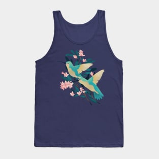 Humming Birds and Floral Vine Tank Top